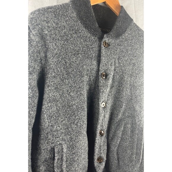J Crew Mercantile Cardigan Sweater Men's Large Grey 100% Lambs Wool Button Up - Picture 2 of 5